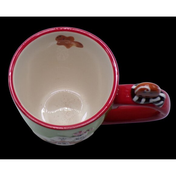 Graces Pantry Christmas Gingerbread Green Snowflake Red Handle Holiday Mug 12 oz - Picture 6 of 7